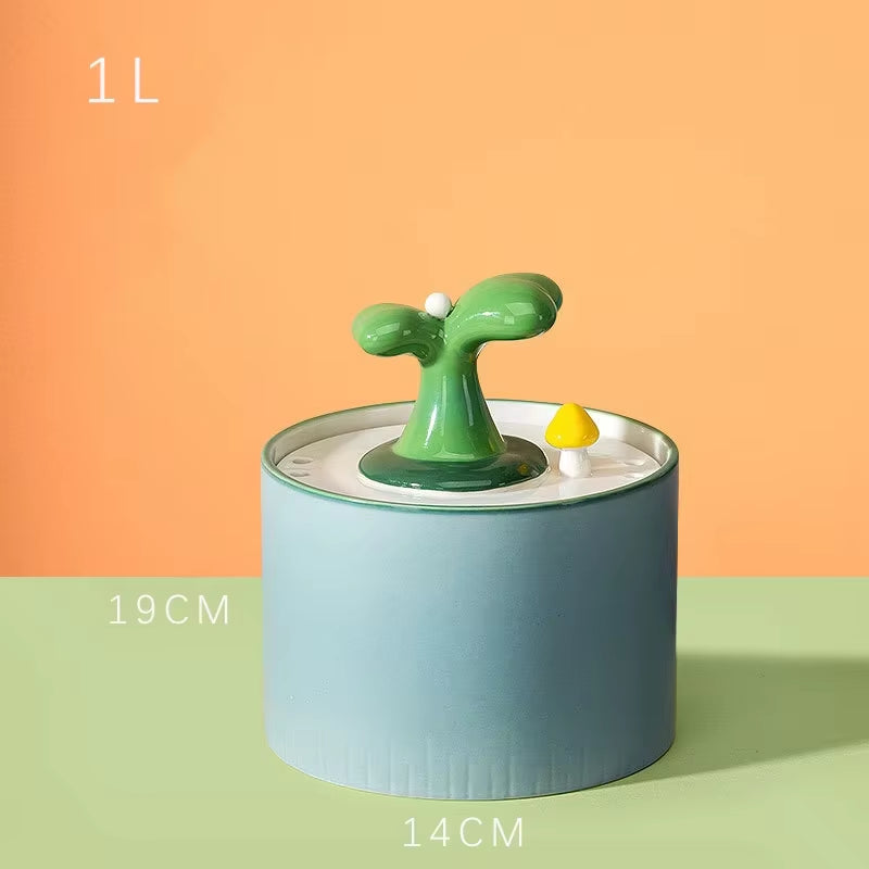 Ceramic Cat Water Fountain Automatic Electric Pet Water Dispenser Dog Filter Drinker Pet Drinking Feeder with Quiet Pump 1.5L